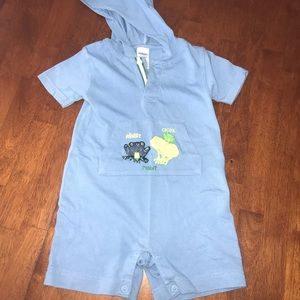 Gymboree frog one piece blue outfit
